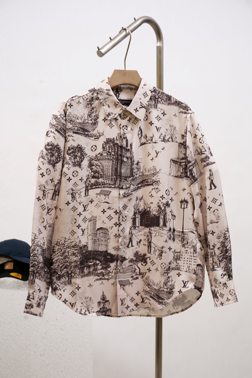 Louis Vuitton Monogram City Walk Printed Silk Long Sleeve Casual Shirt 2 windows1741090484416 13270726651698492130