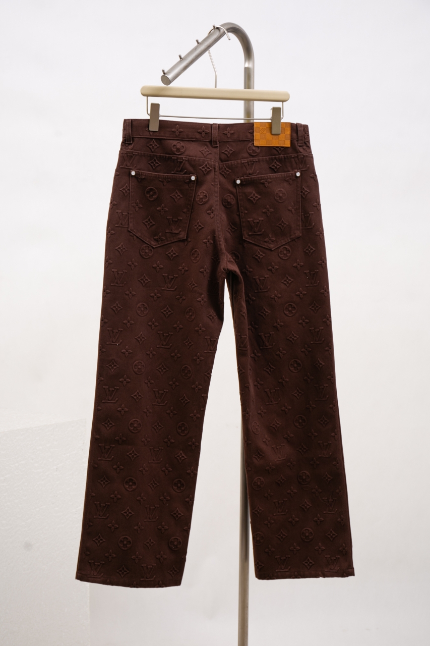 Louis Vuitton Monogram Embossed Straight Leg Jeans - Brown, Size 29-32 3 windows1742860687431 14446282041988256582