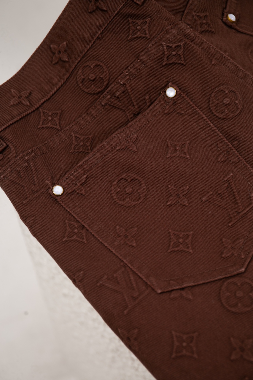 Louis Vuitton Monogram Embossed Straight Leg Jeans - Brown, Size 29-32 8 windows1742860688181 1055902830498380267