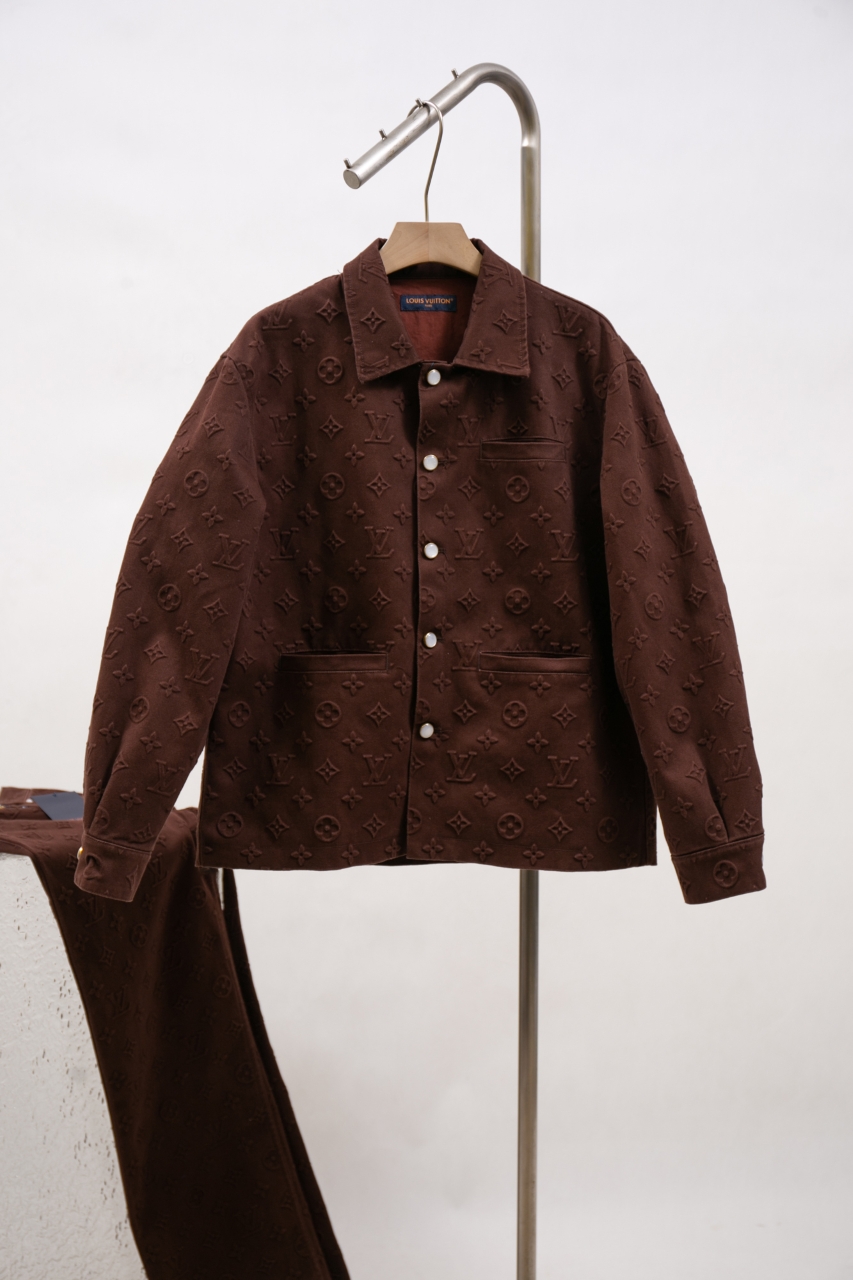 Louis Vuitton Monogram Embossed Cotton Blend Jacket - Brown - Size 46-52 2 windows1742860706589 541221792 46322231