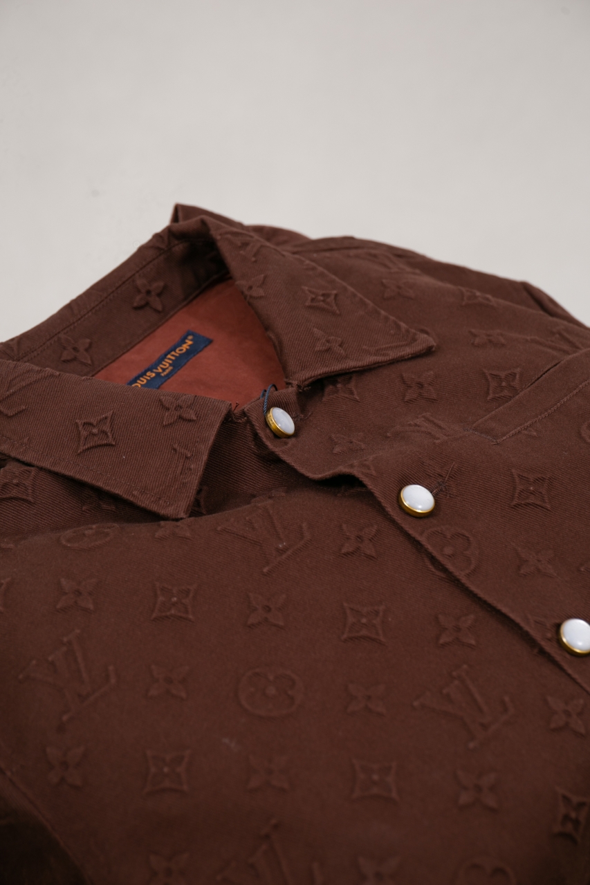 Louis Vuitton Monogram Embossed Cotton Blend Jacket - Brown - Size 46-52 4 windows1742860706667 25781471196255763