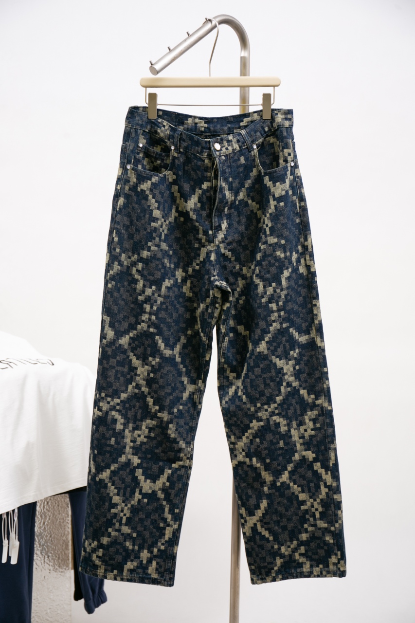 Louis Vuitton Denim Jeans Snakoflage Damier Pattern Size 30 32 34 36