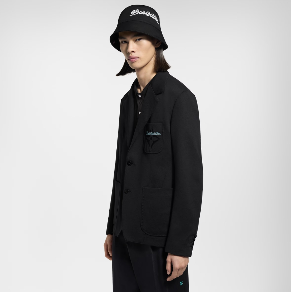 Louis Vuitton Men's Black Wool Blend College Style Blazer Jacket