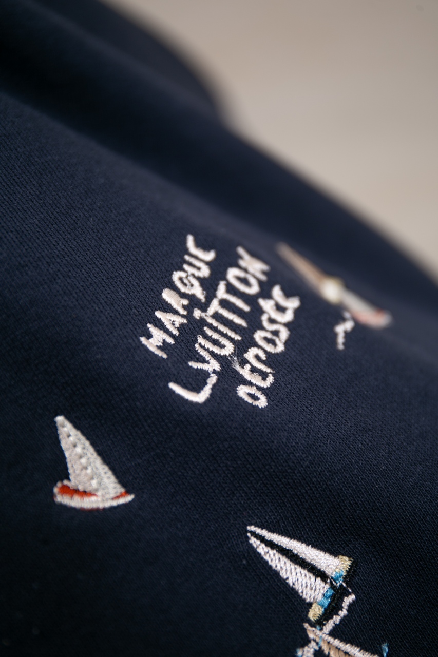 Louis Vuitton Blue Cotton Hoodie with Sailboat Embroidery - Casual Style 3 windows1755713067388 511306269 185184242