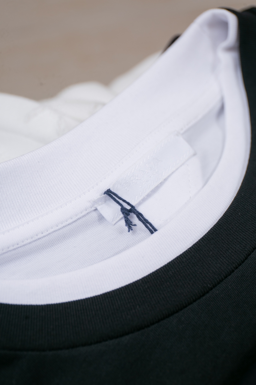 Prada Men's Black Cotton T-Shirt with Layered Design and Triangle Logo 3 windows1755714660133 1714691067 153815079