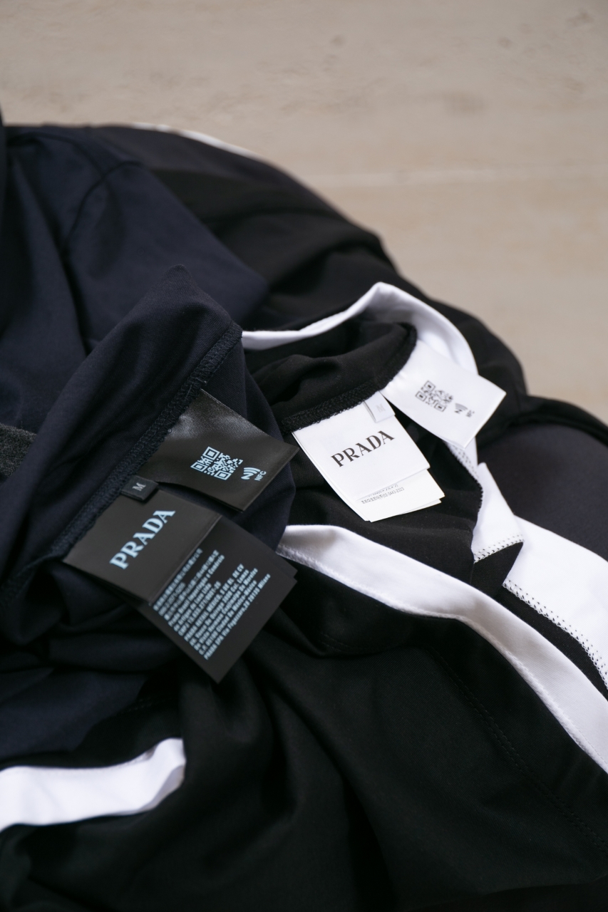 Prada Men's Black Cotton T-Shirt with Layered Design and Triangle Logo 8 windows1755714660734 20518810922050539119