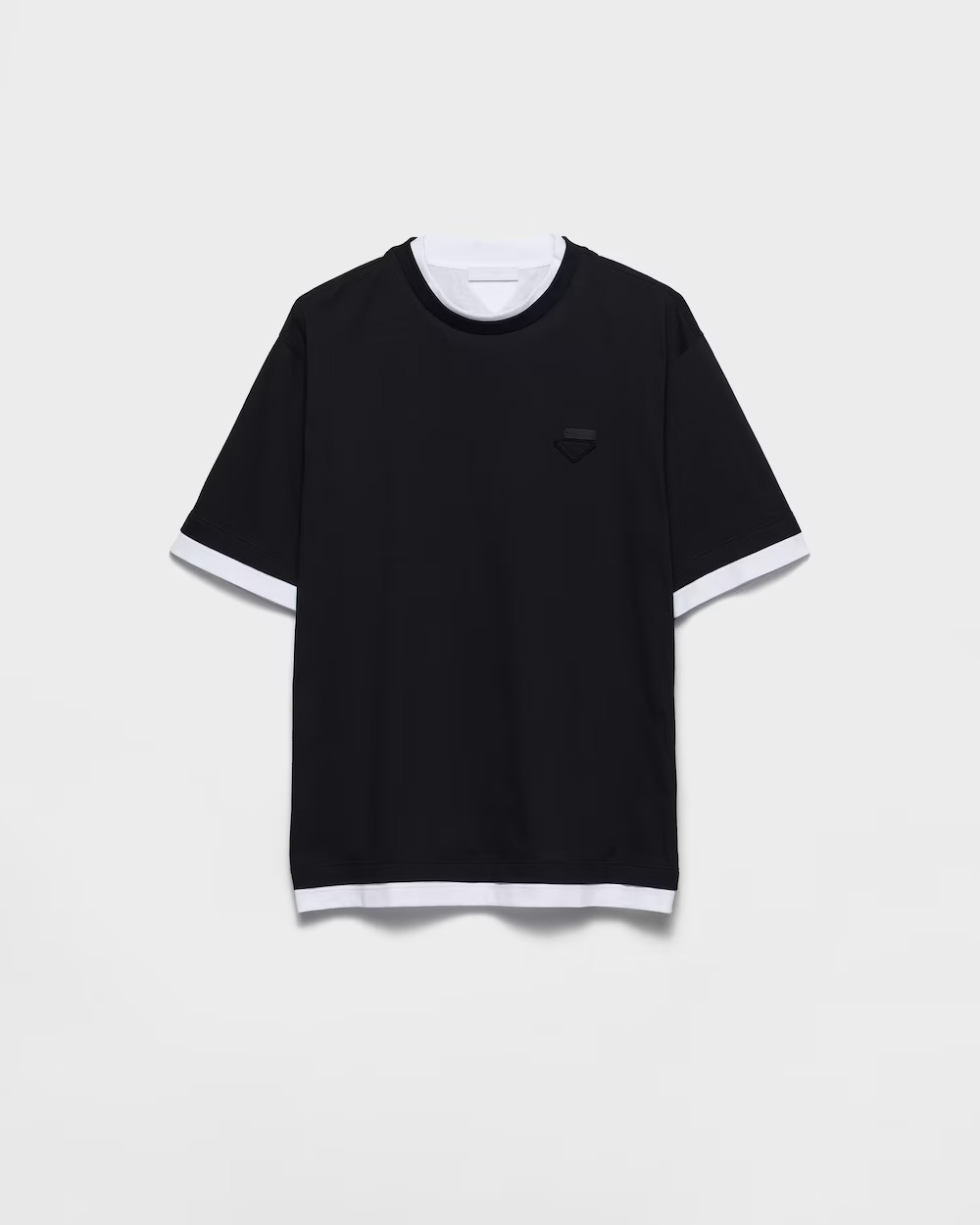 Prada Layered-Effect Cotton T-Shirt with Triangle Logo - Relaxed Fit 3 windows1755715015554 5336174311353646803