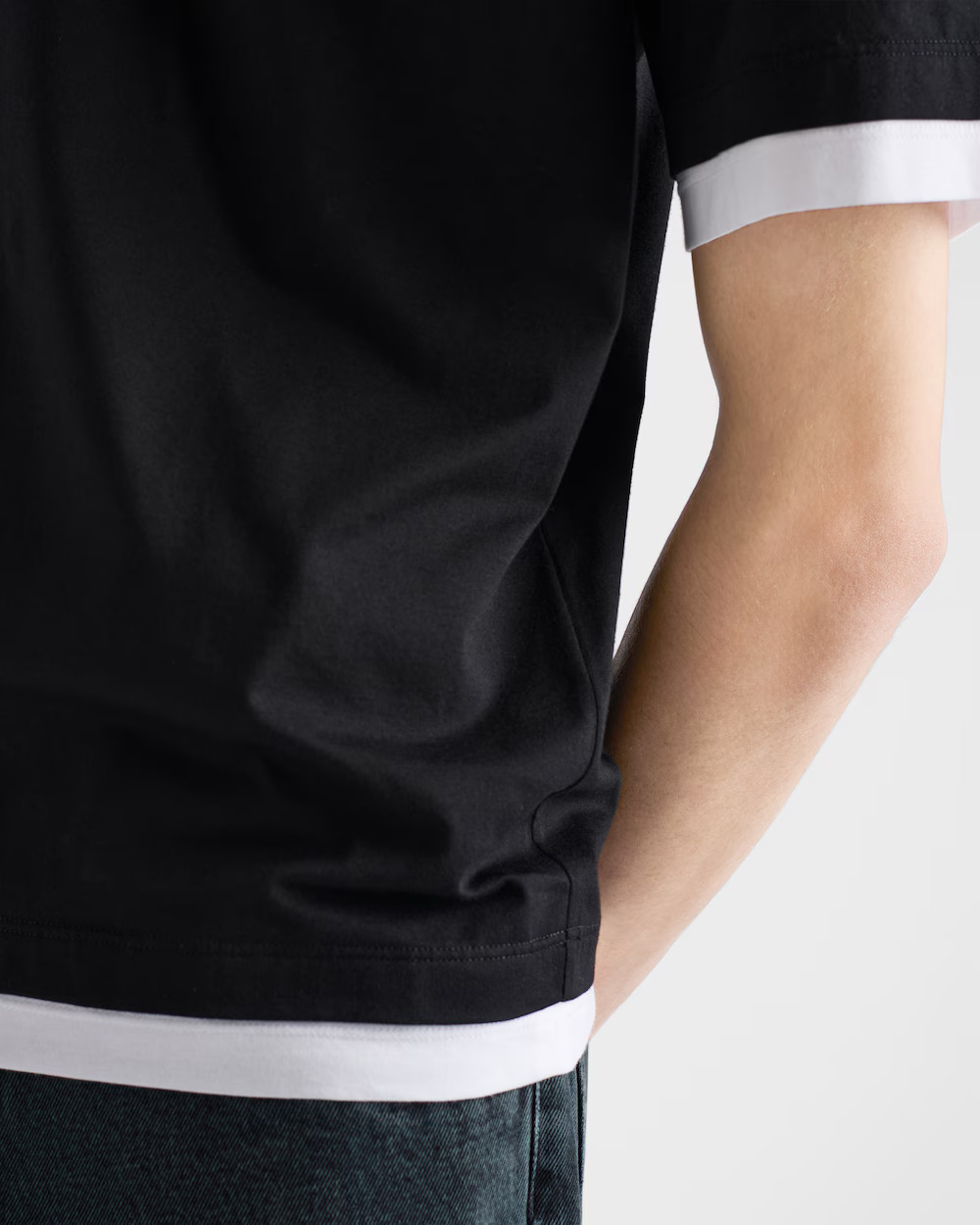 Prada Layered-Effect Cotton T-Shirt with Triangle Logo - Relaxed Fit 5 windows1755715015556 533617431 1698742499