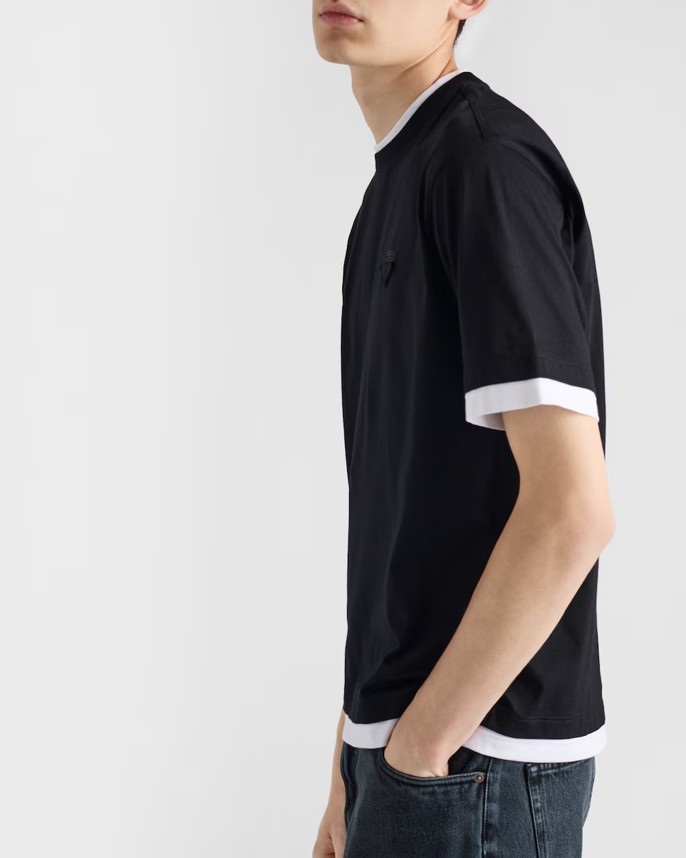 Prada Layered-Effect Cotton T-Shirt with Triangle Logo - Relaxed Fit 7 windows1755715016008 1948094746 455739168