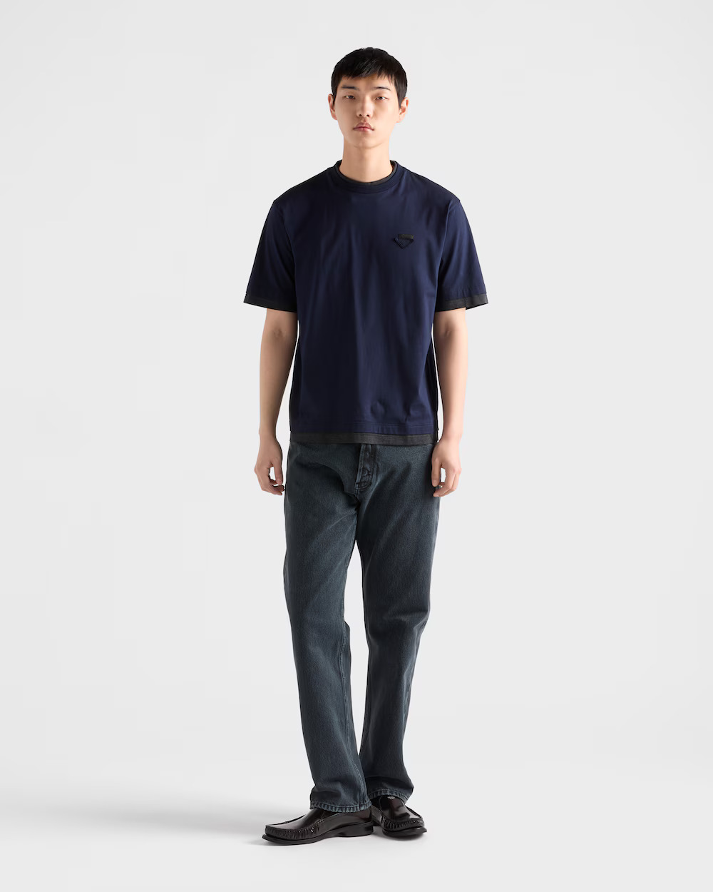Prada Layered-Effect Cotton T-Shirt with Triangle Logo - Relaxed Fit 8 windows1755715016023 571139027 151498995