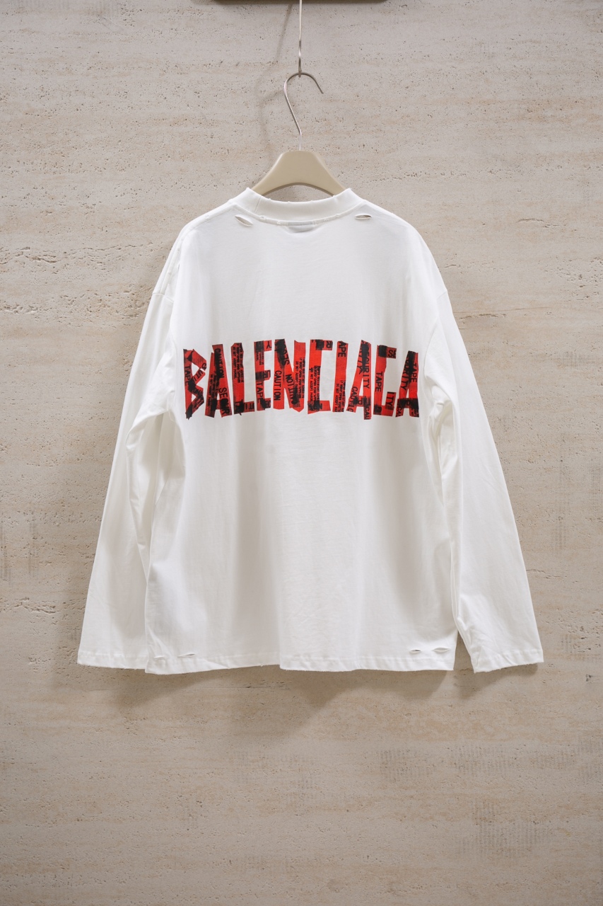 Balenciaga 25FW Distressed Long Sleeve Crew Neck T-Shirt - Unisex 3 windows1756825681361 1007399707533696704