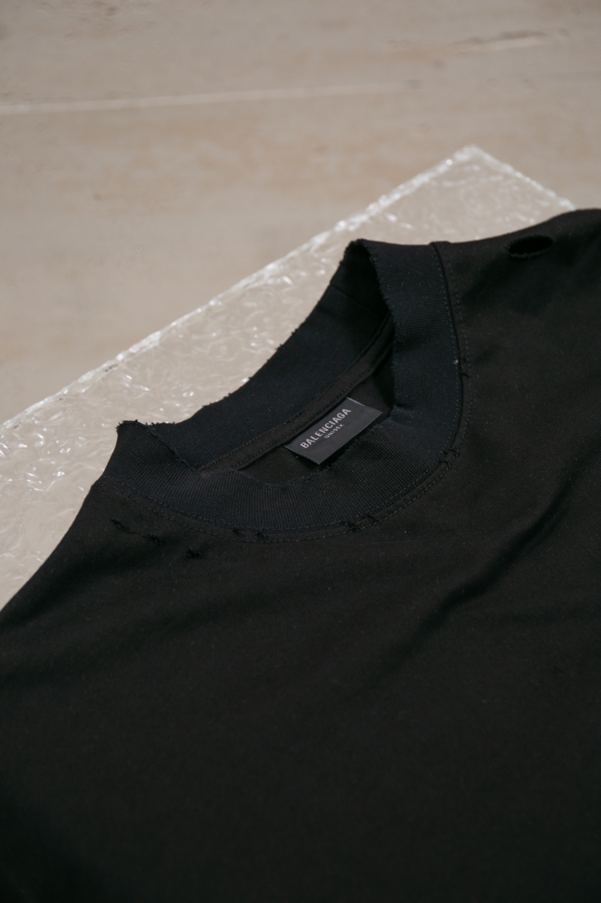 Balenciaga Distressed Black Long Sleeve T-Shirt with Tape Detail 4 windows1756825691175 61665385 999943802