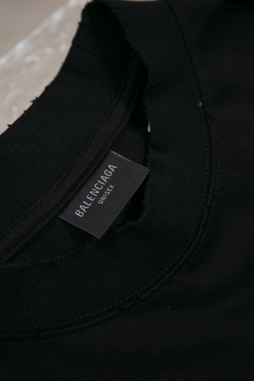 Balenciaga Distressed Black Long Sleeve T-Shirt with Tape Detail 5 windows1756825691459 178290206281785377