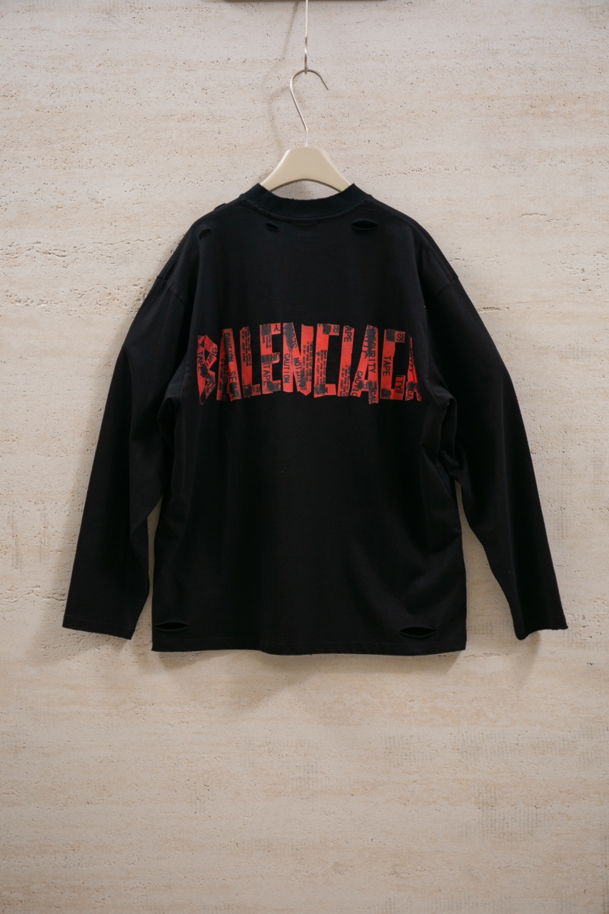 Balenciaga Distressed Black Long Sleeve T-Shirt with Tape Detail 3 windows1756825691514 825102380 1160792617