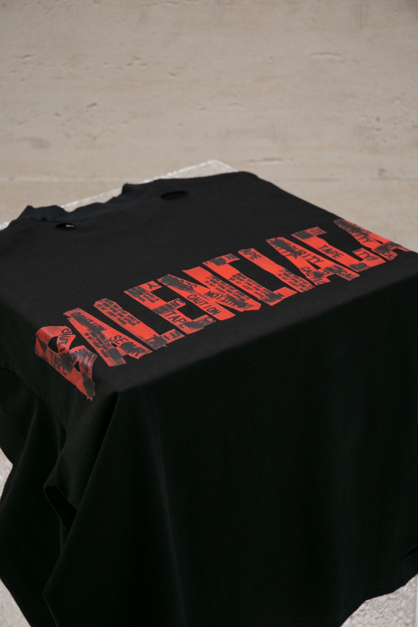 Balenciaga Distressed Black Long Sleeve T-Shirt with Tape Detail 7 windows1756825691615 70561477290208377