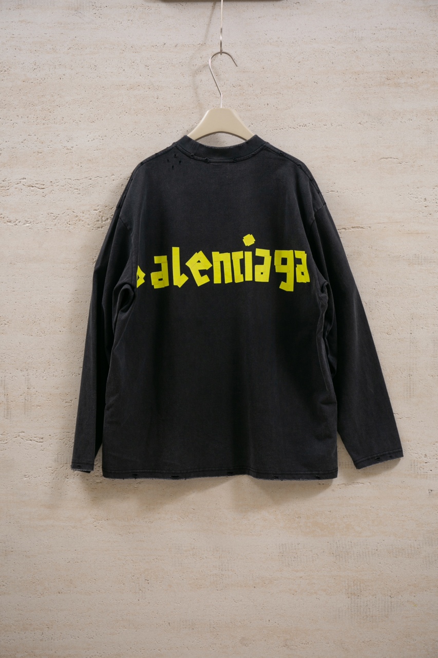 Balenciaga Paris 25FW Distressed Long Sleeve T-Shirt - Vintage Black 3 windows1756825705600 1984642333223079050