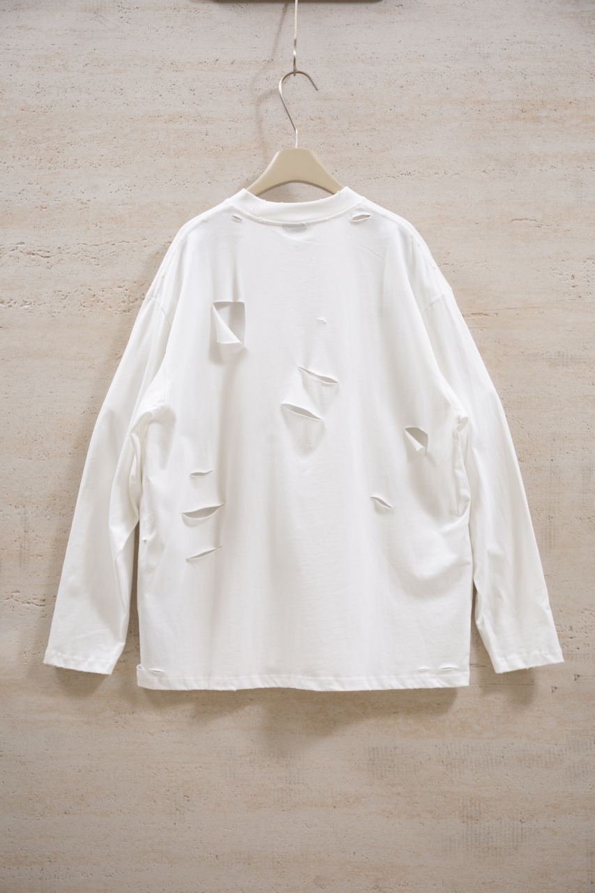 Balenciaga White Long Sleeve Distressed T-Shirt with Logo 3 windows1756825789393 1284676710427312279