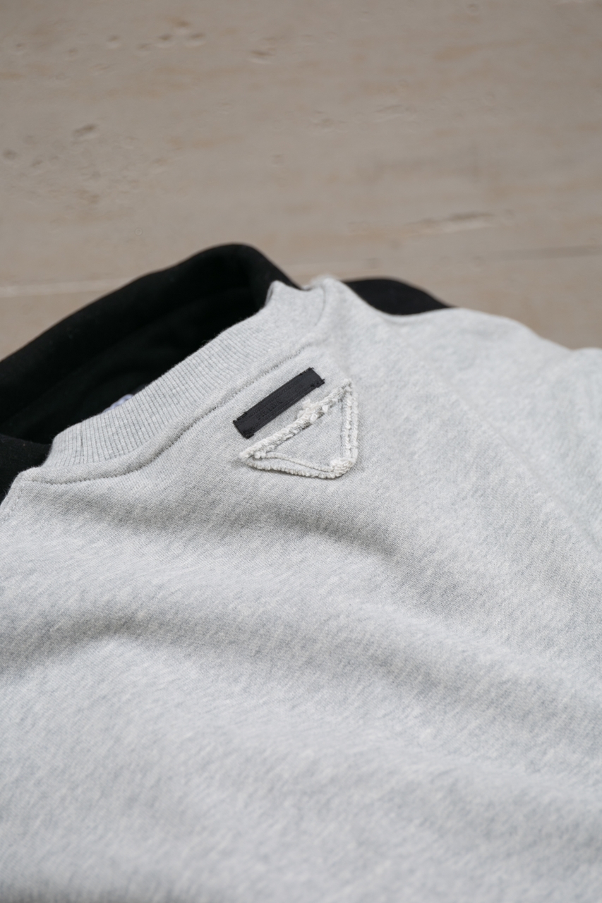 Prada Grey Cotton Fleece Sweatshirt with Flocked Logo, Classic Fit 4 windows1756827724367 828918902272988997