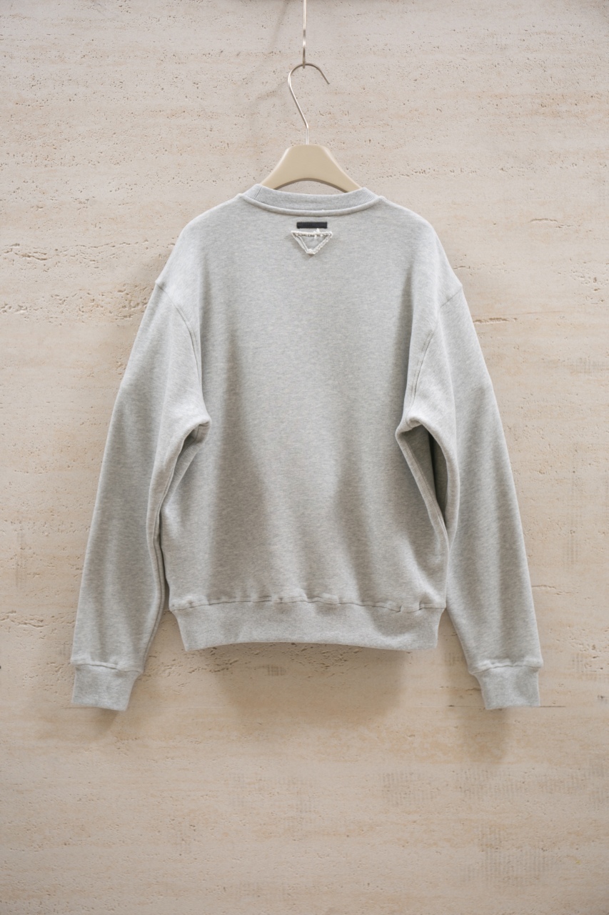 Prada Grey Cotton Fleece Sweatshirt with Flocked Logo, Classic Fit 2 windows1756827724445 2902752571515566991
