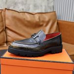 Buy 1:1
 Hermes Shoes Plain Toe Men Cowhide Casual