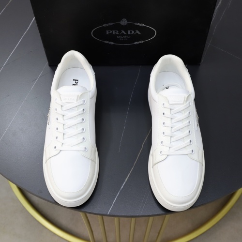 Prada Men's White Leather Low-Top Sneakers Casual Comfortable Shoes 1 Prada Men's White Leather Low-Top Sneakers Casual Comfortable Shoes