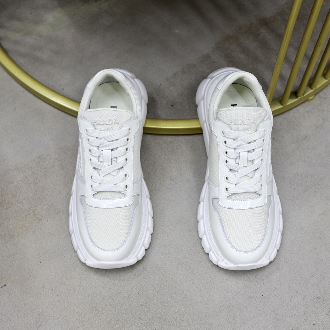 Prada White Leather Sneakers with Embossed Logo, Premium Quality, Size 38-44 6 i1723046595 9843 5