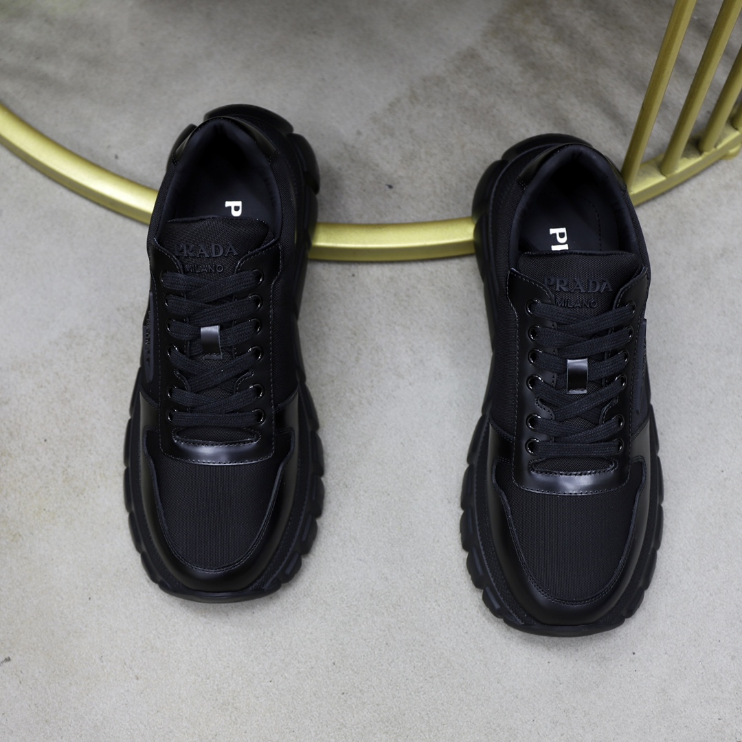 Prada Men's Black Leather & Fabric Lace-Up Sneakers, Sizes 38-44 6 i1723046627 2333 5