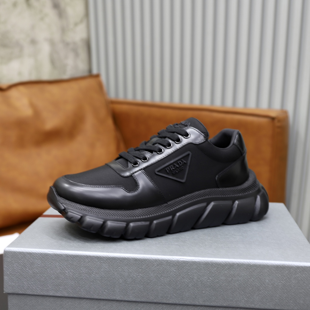 Prada Men's Black Leather & Fabric Lace-Up Sneakers, Sizes 38-44 5 i1723046627 4591 2