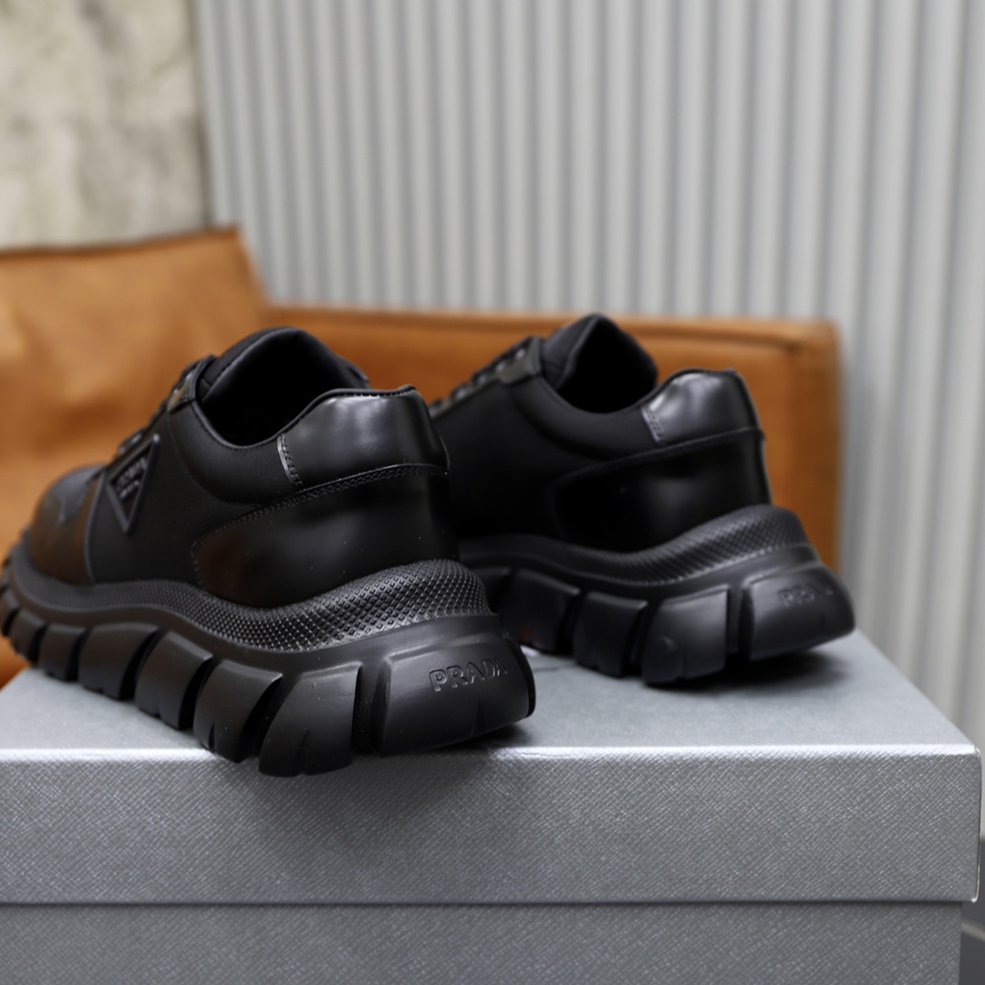 Prada Men's Black Leather & Fabric Lace-Up Sneakers, Sizes 38-44 9 i1723046627 6557 7