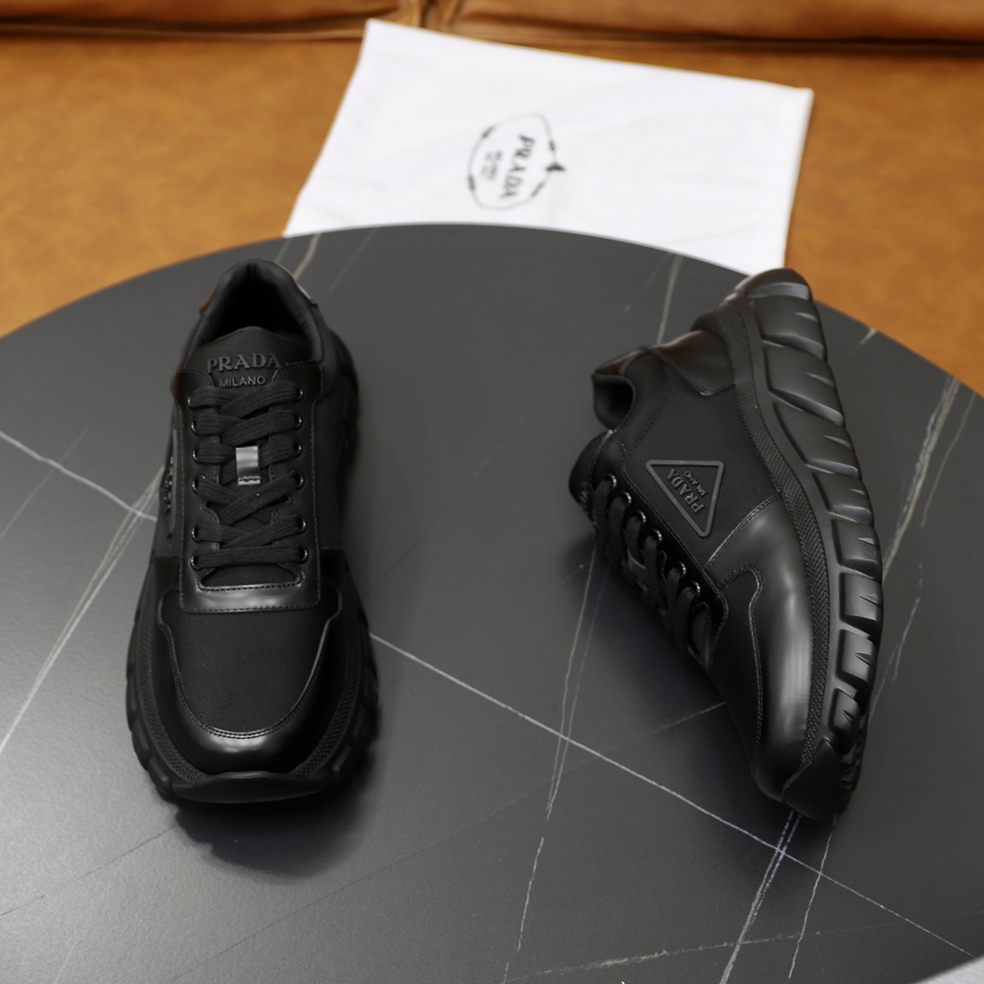 Prada Men's Black Leather & Fabric Lace-Up Sneakers, Sizes 38-44 7 i1723046627 7943 1