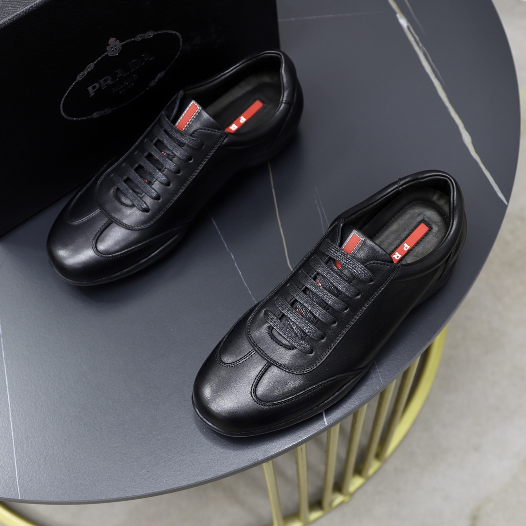 Prada Men's Black Leather Low-Top Sneakers Casual Shoes, Sizes 38-44 3 i1724688504 2474 4