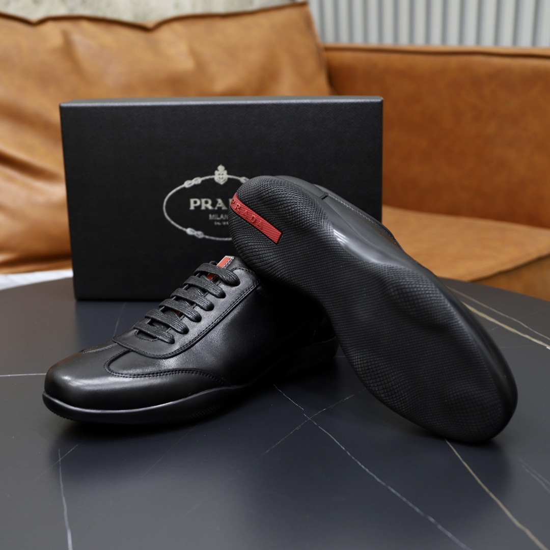 Prada Men's Black Leather Low-Top Sneakers Casual Shoes, Sizes 38-44 10 i1724688504 3715 0