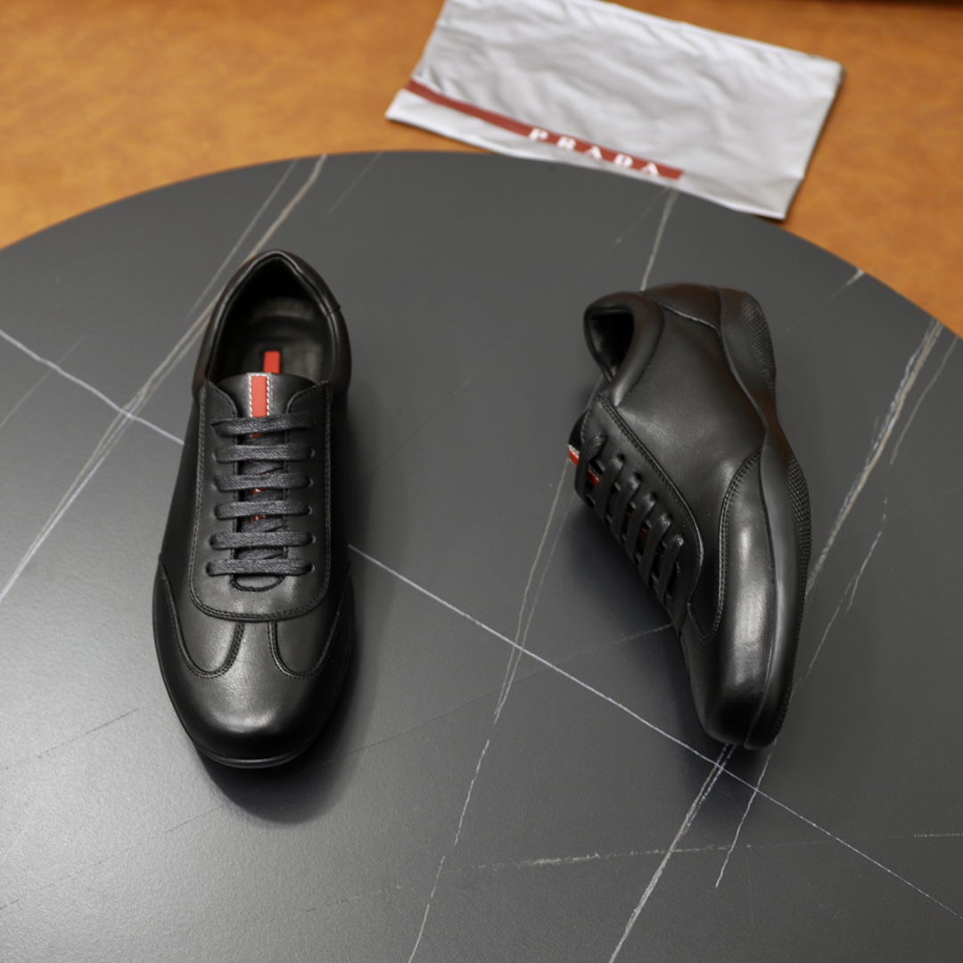 Prada Men's Black Leather Low-Top Sneakers Casual Shoes, Sizes 38-44 7 i1724688504 7318 3