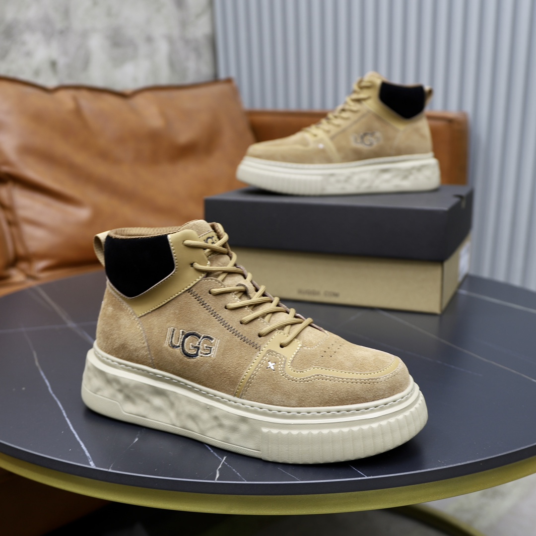 UGG Men's Casual Leather Ankle Boots with Wool Lining - Comfortable & Stylish 4 i1728749290 351 8