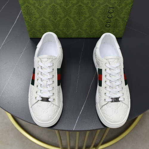 Gucci Ace Embossed Leather Sneaker With Signature Web Stripe - Sizes 38-44 1 Gucci Ace Embossed Leather Sneaker With Signature Web Stripe - Sizes 38-44