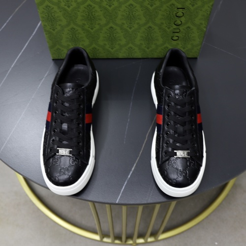 Gucci Men's Ace Embossed Leather Sneaker with Web Stripe 1 Gucci Men's Ace Embossed Leather Sneaker with Web Stripe