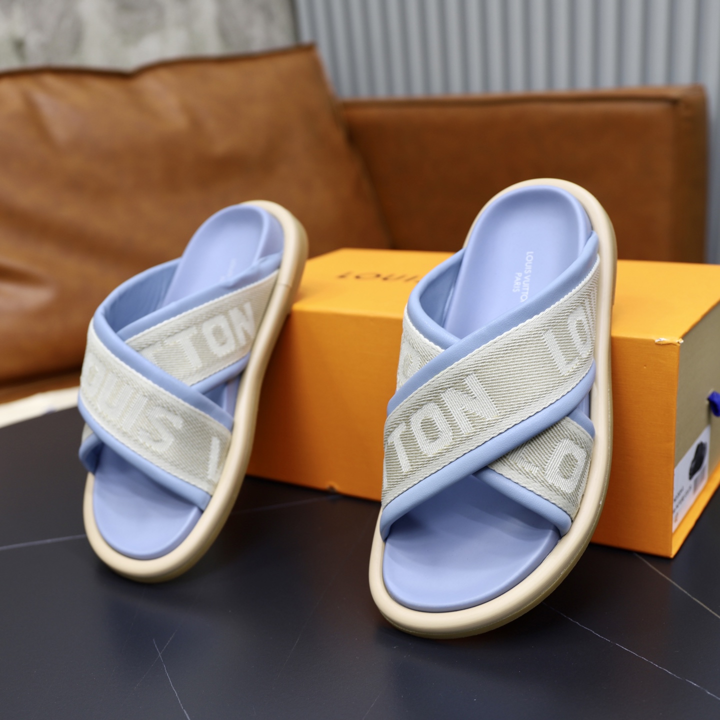 Louis Vuitton Embossed Cross Strap Slides Sandals,Designer Sandals For Women 7 i1740240390946 1989 0 5