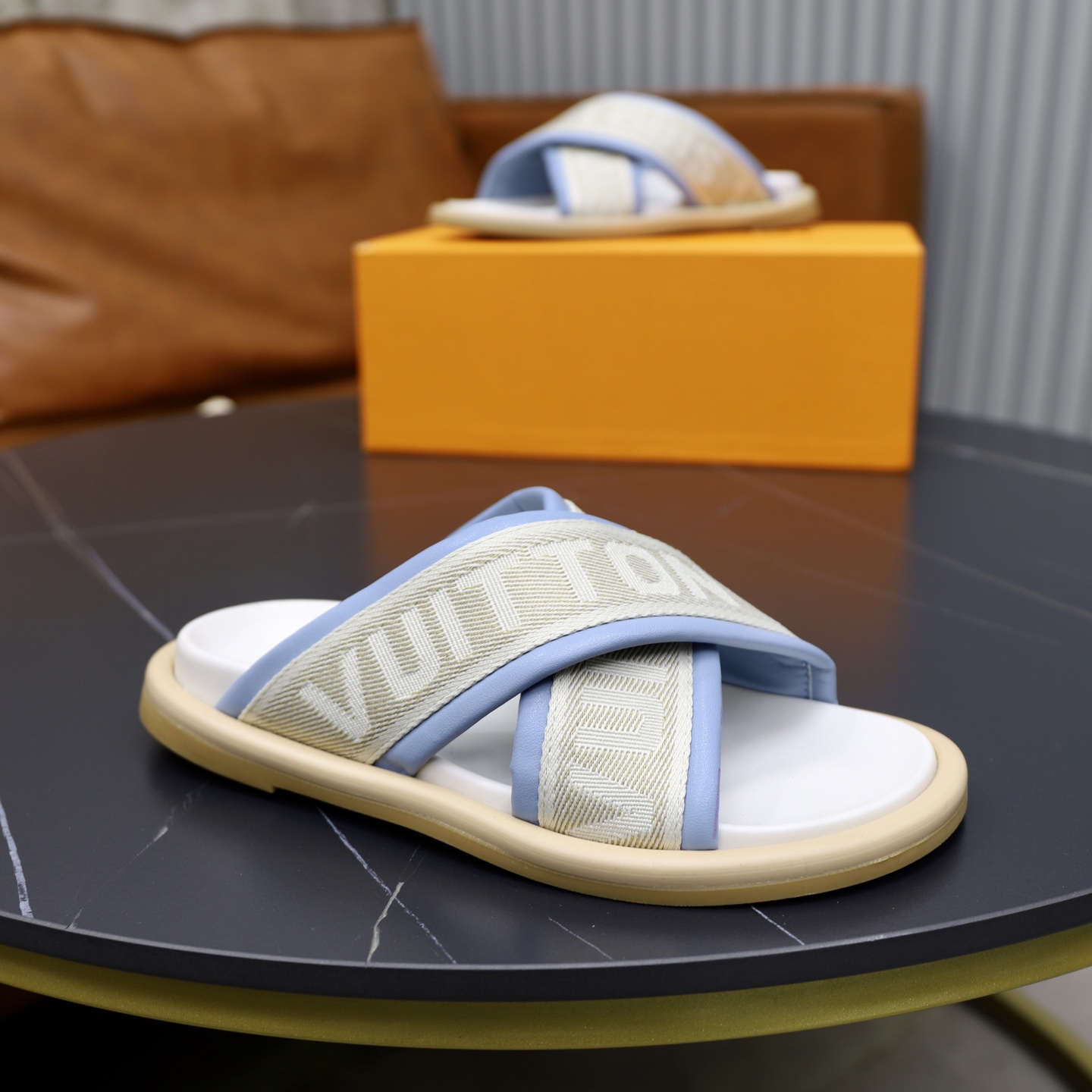 Louis Vuitton Women's Sandals,Embossed Cross Strap,Ladies Summer Slides 9 i1740240496036 4987 0 7
