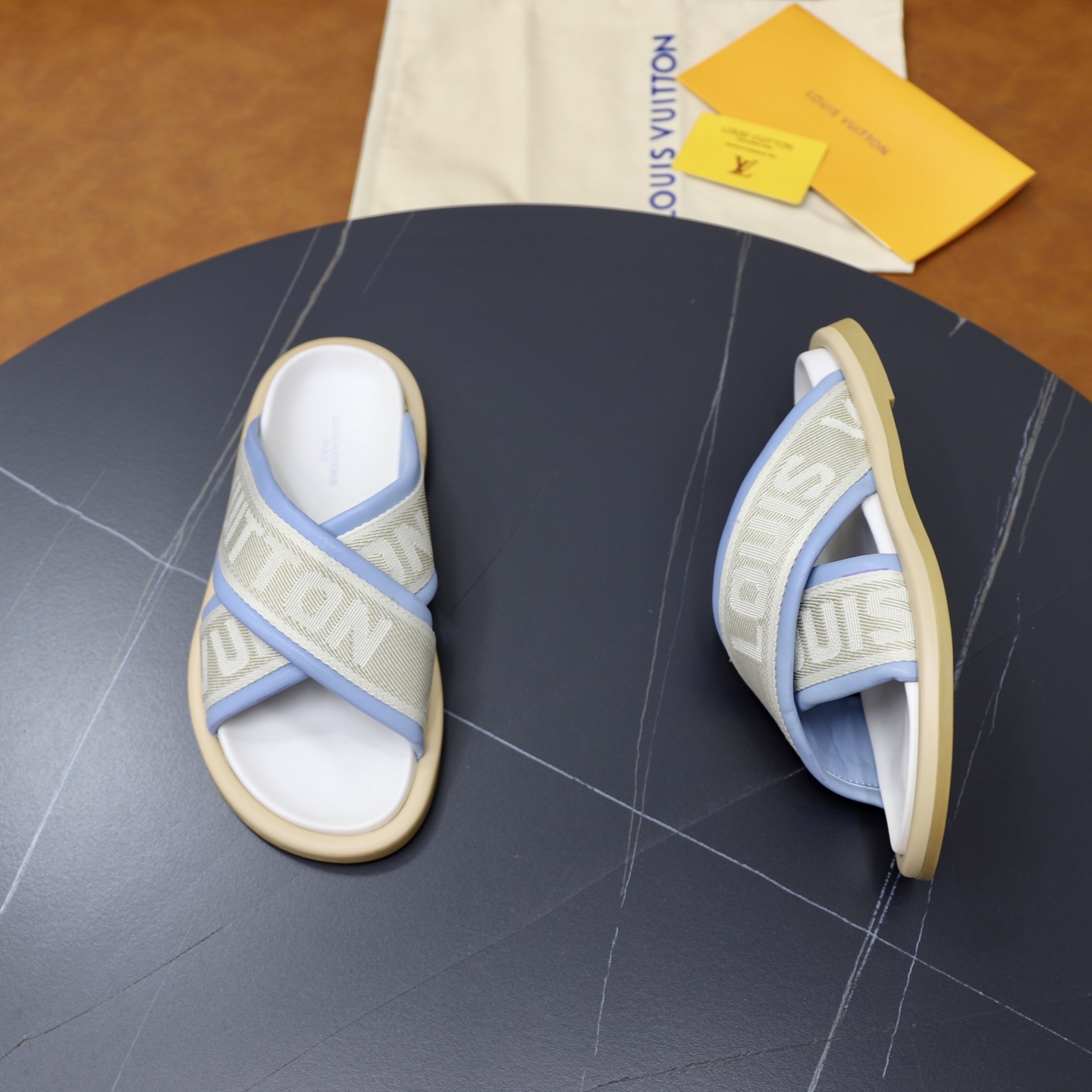Louis Vuitton Women's Sandals,Embossed Cross Strap,Ladies Summer Slides 8 i1740240497964 1062 0 6