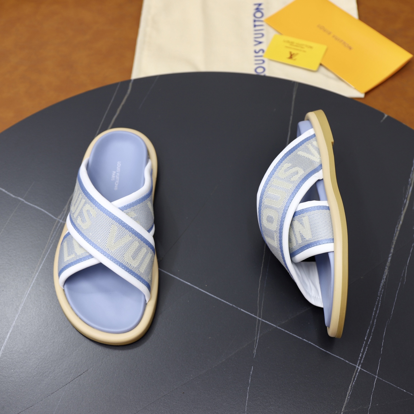 Louis Vuitton Espadrille Flat Sandal, Denim and Woven Cotton, for Women 8 i1740240550708 7899 0 6