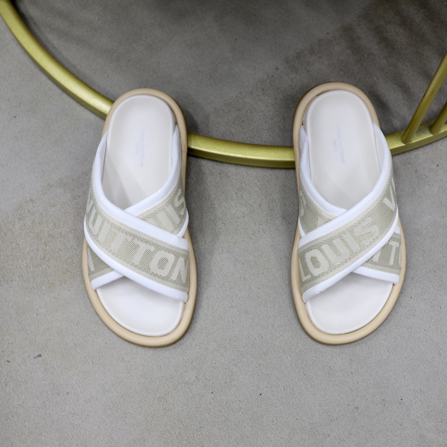 Louis Vuitton Embossed Crisscross Sandals, Designer Slides for Women and Men 4 i1740240563711 7350 0 2