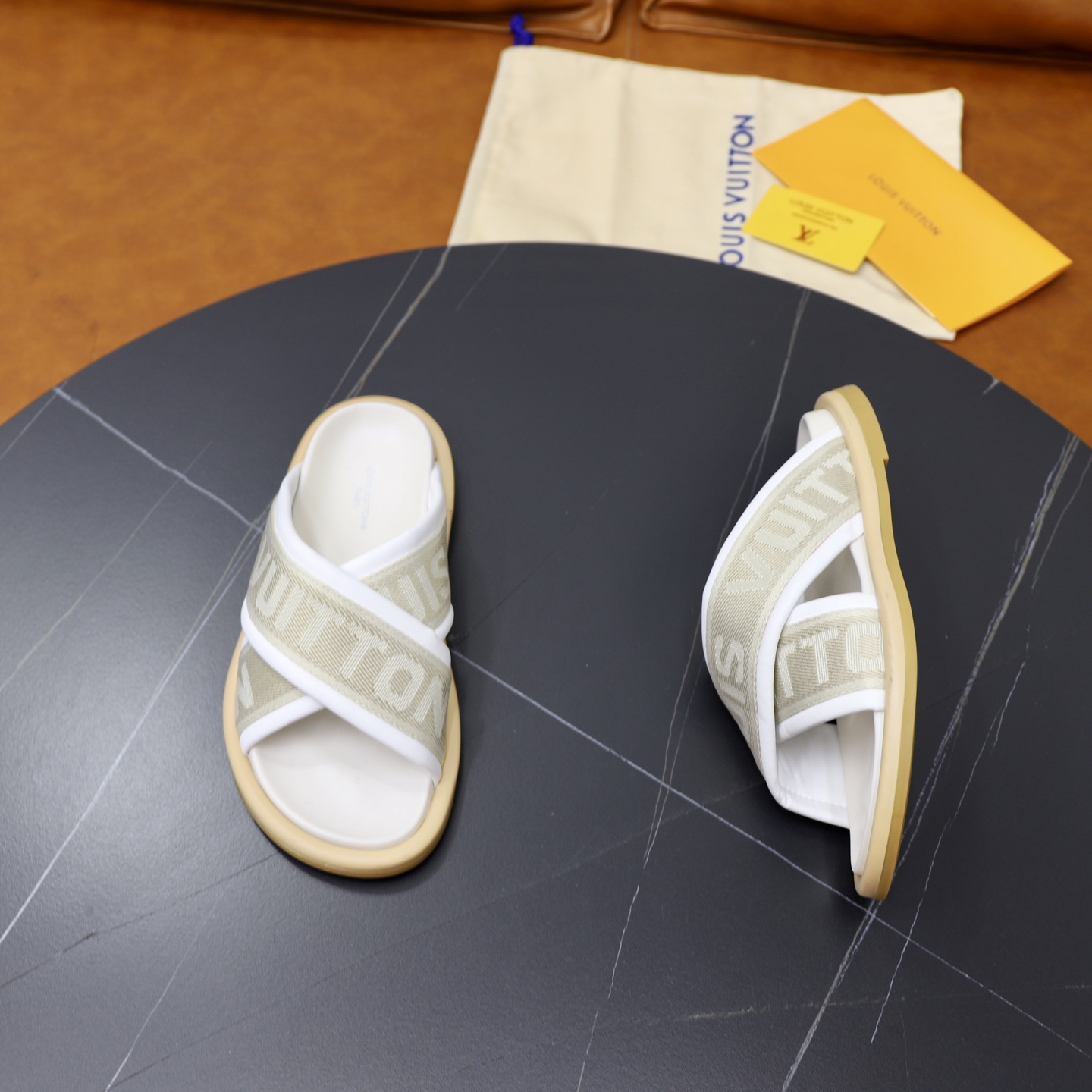 Louis Vuitton Embossed Crisscross Sandals, Designer Slides for Women and Men 8 i1740240563739 6730 0 6