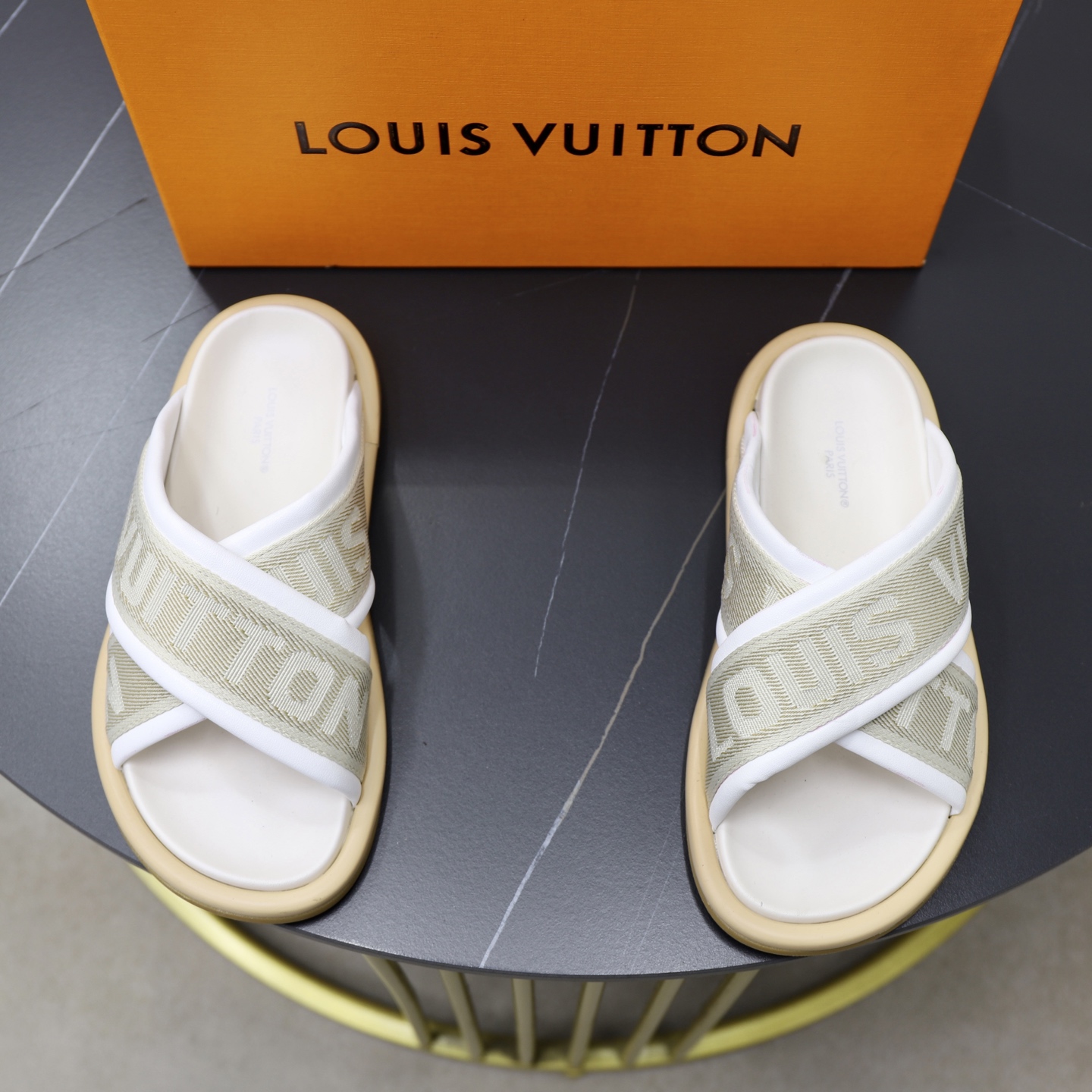 Louis Vuitton Embossed Crisscross Sandals, Designer Slides for Women and Men 2 i1740240563750 9310 0 0