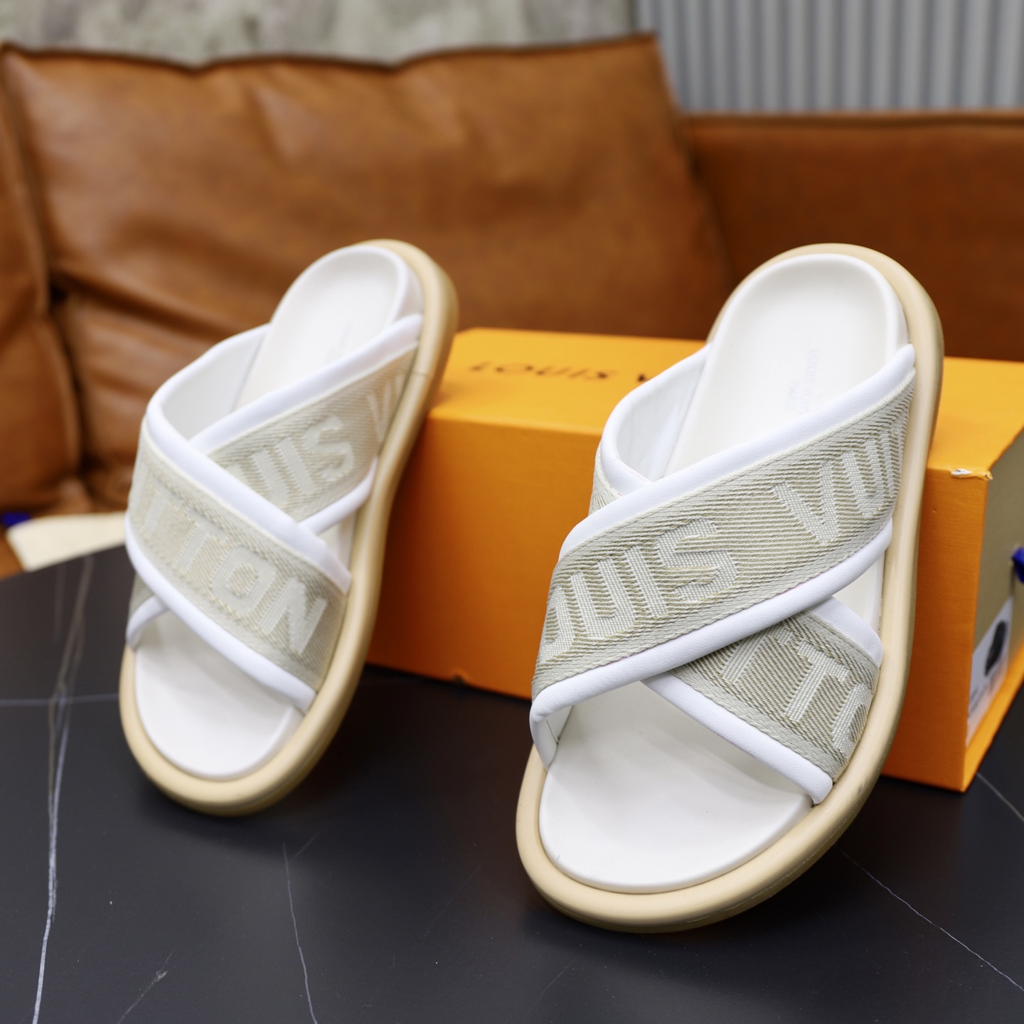 Louis Vuitton Embossed Crisscross Sandals, Designer Slides for Women and Men 7 i1740240563788 3685 0 5