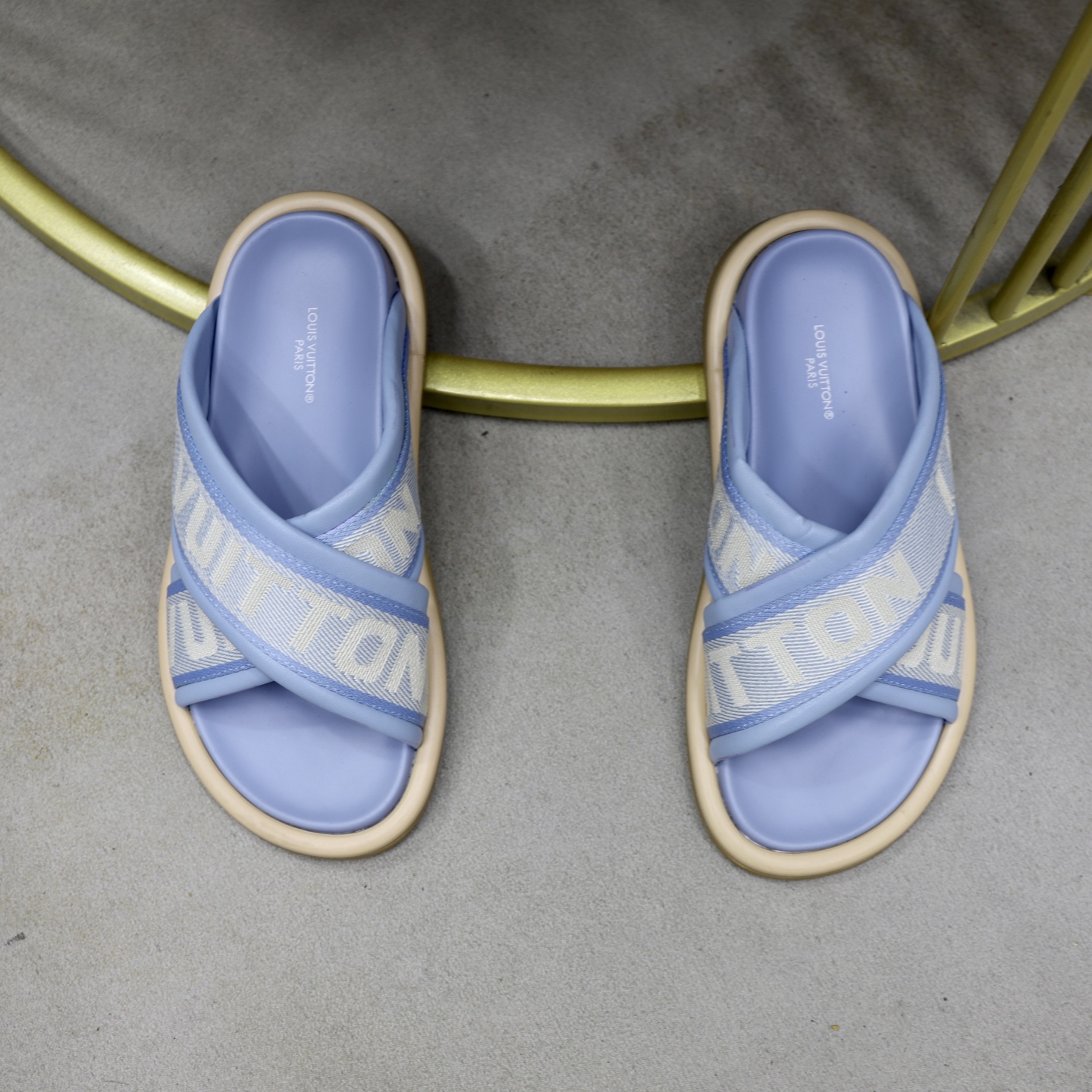 Louis Vuitton Embossed Denim Crossover Sandals - Stylish & Comfortable 4 i1740240576486 7761 0 2