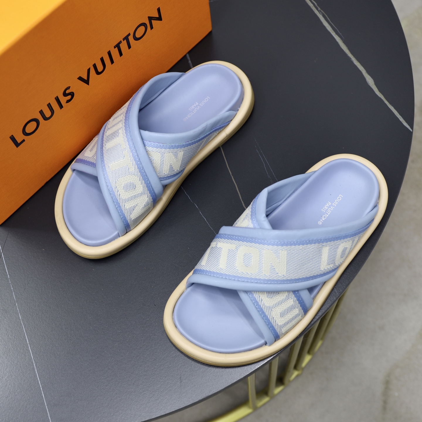 Louis Vuitton Embossed Denim Crossover Sandals - Stylish & Comfortable 3 i1740240576516 4071 0 1