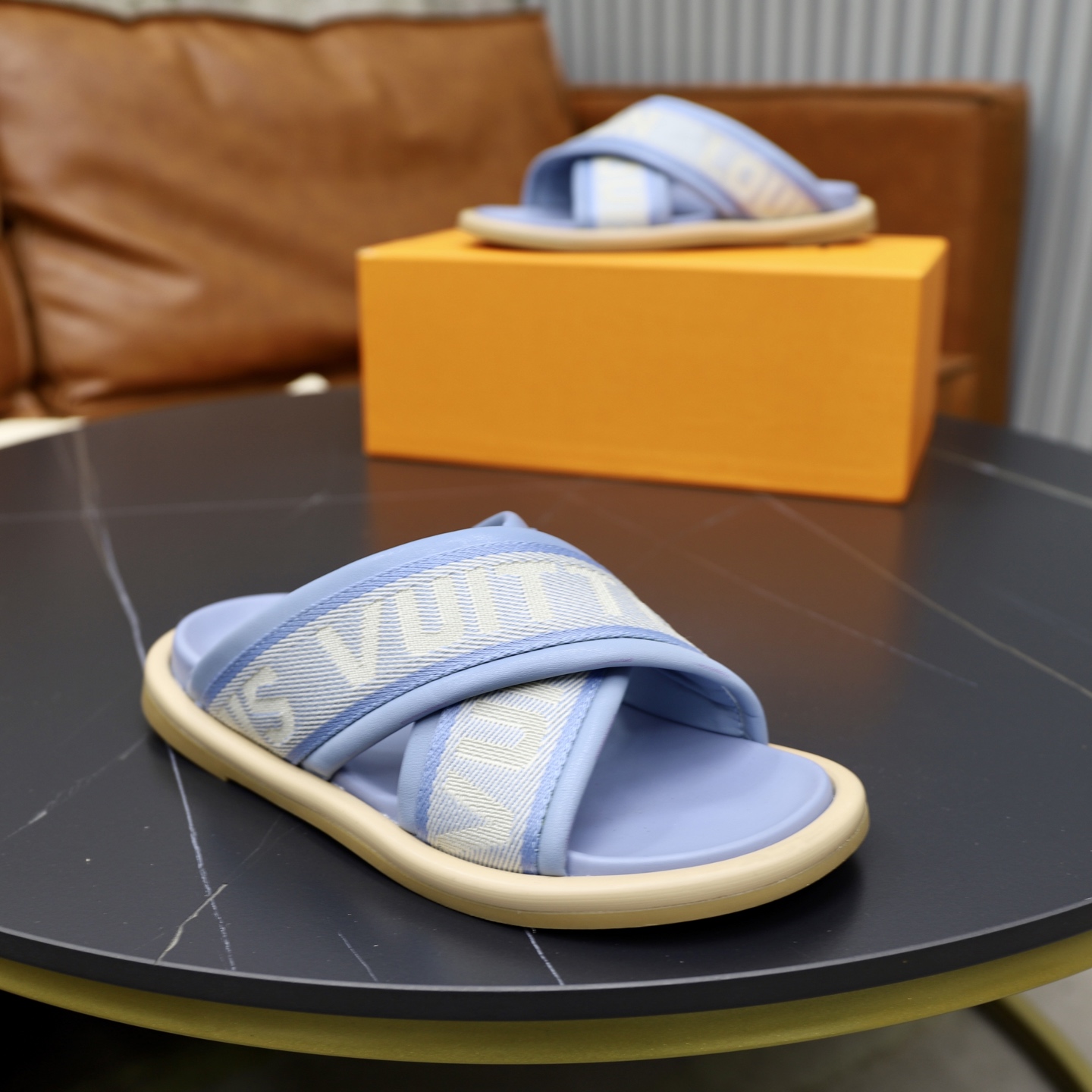 Louis Vuitton Embossed Denim Crossover Sandals - Stylish & Comfortable 9 i1740240578536 2385 0 7