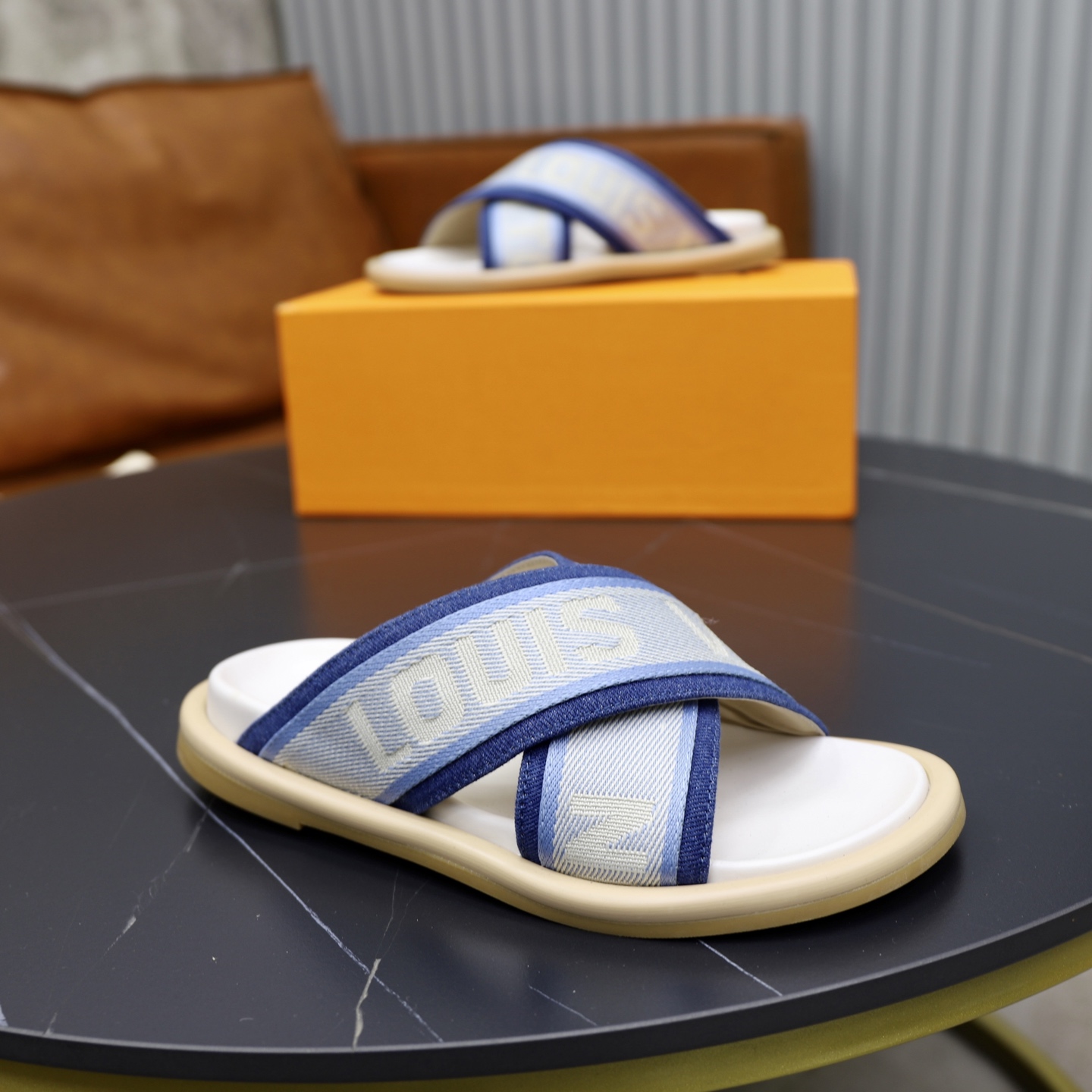 Louis Vuitton Denim and Jacquard Flat Mule Sandals, Couple Style 9 i1740240618341 841 0 7