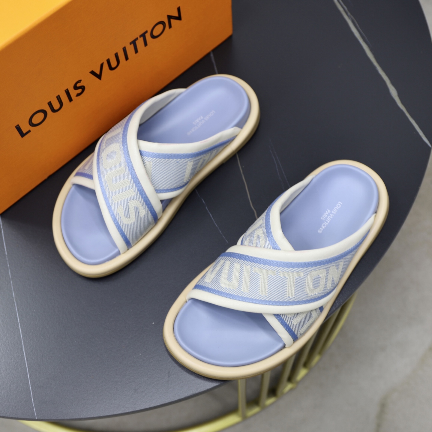 Louis Vuitton Embossed Couple Slides Denim and Woven Upper Sandals 3 i1740240644947 6339 0 1
