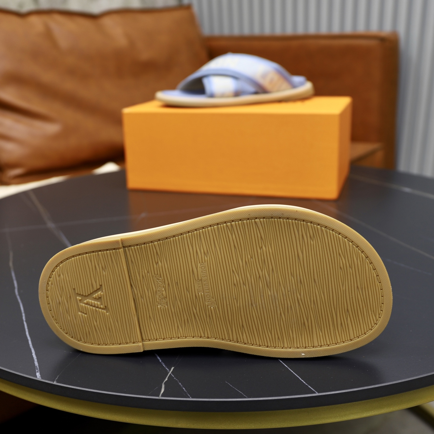 Louis Vuitton Monogram Denim Cross Strap Sandals Slides, Blue, Unisex 10 i1740240716661 6933 0 8